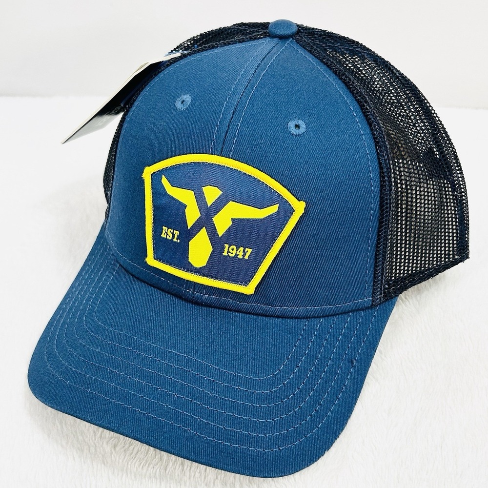 Wrangler Longhorn Logo Patch Trucker Hat Cap‎ Adjustable Snapback Blue Western